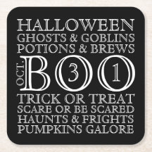 Halloween-Party-Typografie-Unterlagen - S/W