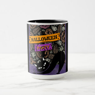 Halloween-Party und schwarze Katzen-Tasse Tasse