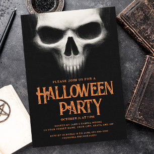 Halloween-Party unheimlicher Geist Totenkopf schwa Einladung