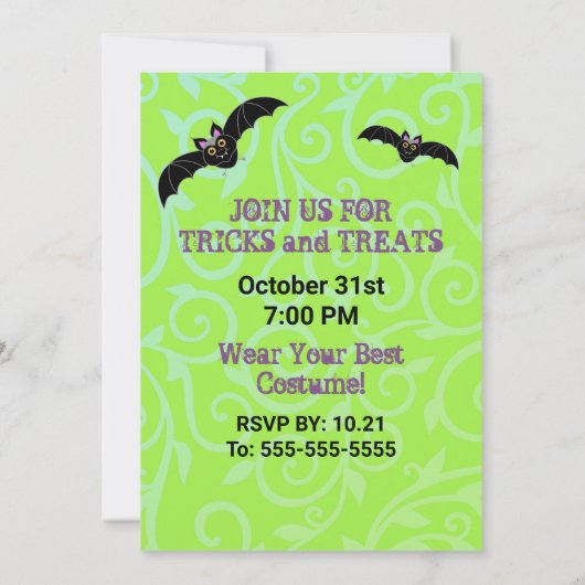 Halloween-Party Vampir mit Fledermäusen Einladung (Rückseite)