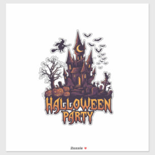 Halloween-Party Verlassenes Schloss Kürbisse Flede Aufkleber