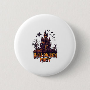 Halloween-Party Verlassenes Schloss Kürbisse Flede Button