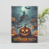 Halloween-Party viele Jack-O-Lanterns Einladung (Stehend Vorderseite)