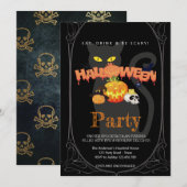 Halloween-Party Vintag Gothic Einladung (Vorne/Hinten)