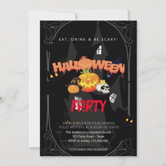 Halloween-Party Vintag Gothic Einladung (Vorderseite)