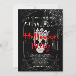 Halloween-Party Vintag Gothic Silver Skull Einladung