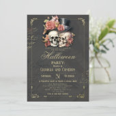 Halloween-Party Vintag Gothic Skull Einladung (Stehend Vorderseite)