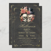 Halloween-Party Vintag Gothic Skull Einladung (Vorne/Hinten)