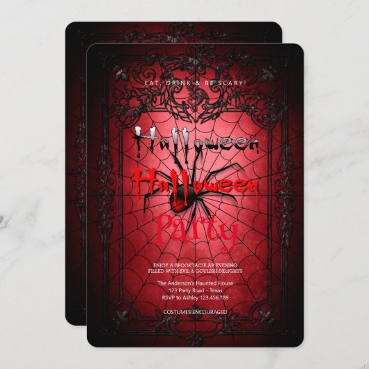 Halloween-Party Vintag Spider Web Einladung (Vorne/Hinten)