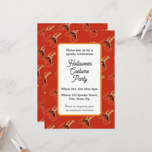 Halloween-Party Vintag Tintenfisch Einladung (Vorderseite/Rückseite Beispiel)