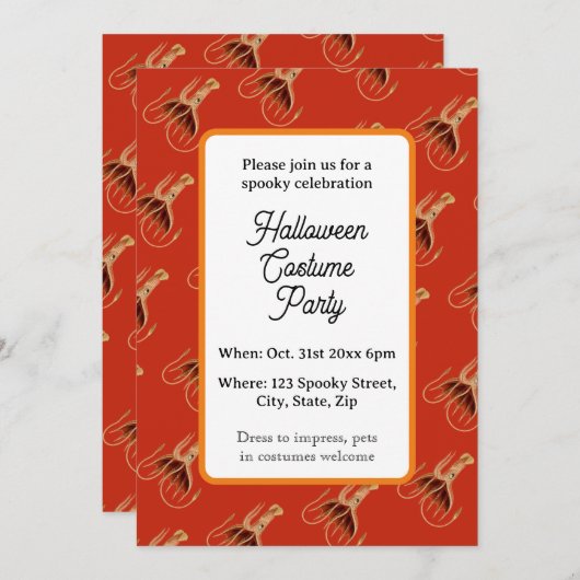 Halloween-Party Vintag Tintenfisch Einladung (Vorne/Hinten)