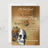 Halloween-Party Vintage Blume Skull Orange Black
