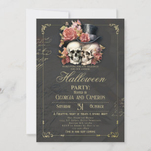 Halloween-Party Vintage-Gotischer Totenkopf Einladung
