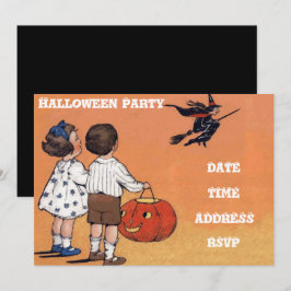 Halloween-Party Vintage Kinder mit Hexe Einladung
