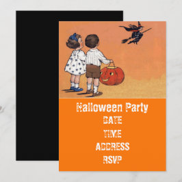 Halloween-Party Vintage Kinder mit Hexe Einladung