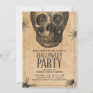 Halloween-Party, Vintage-Totenschädel, Kostüm-Part Einladung