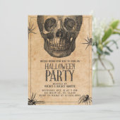 Halloween-Party, Vintager Schädel, KostümParty Einladung (Stehend Vorderseite)