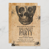 Halloween-Party, Vintager Schädel, KostümParty Einladung (Vorne/Hinten)