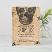 Halloween-Party, Vintager Schädel, KostümParty Einladung (Stehend Vorderseite)