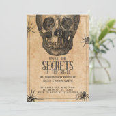 Halloween-Party, Vintager Schädel, KostümParty Einladung (Stehend Vorderseite)