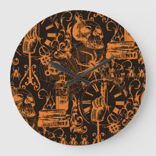 Halloween-Party: Vintages Urlaubsplaner. Große Wanduhr
