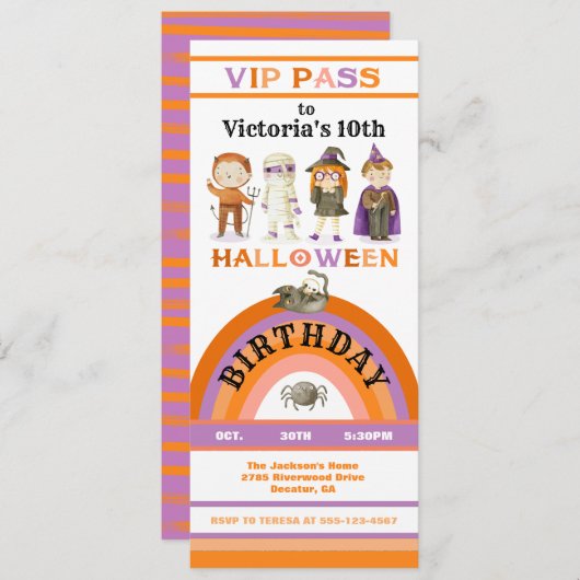 Halloween-Party VIP-Pass Einladung (Vorne/Hinten)