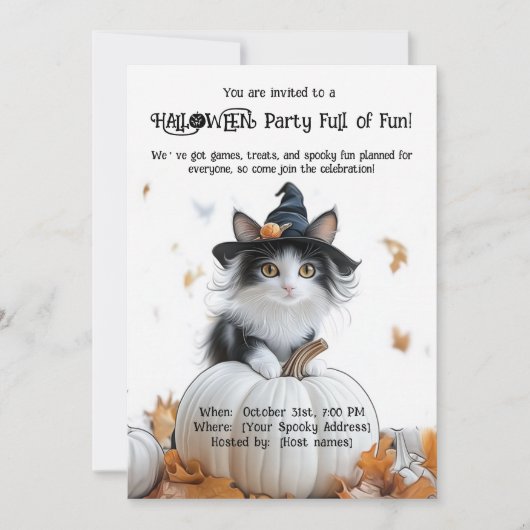 🐈 ‍ Halloween-Party voller Spaß Einladung (Vorderseite)