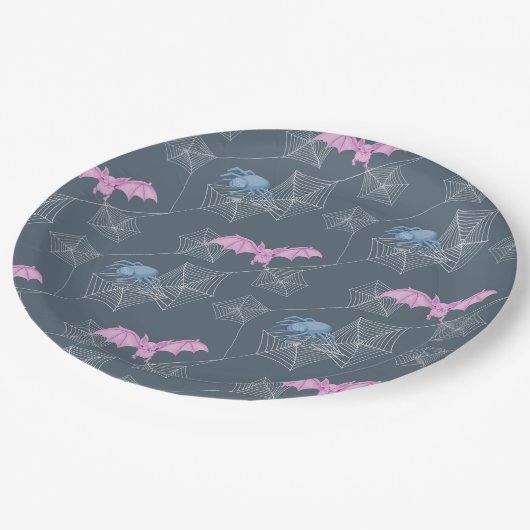 Halloween-Party von Spinne und Fledermäusen Pappteller (Schrägansicht)