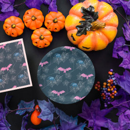 Halloween-Party von Spinne und Fledermäusen Pappteller