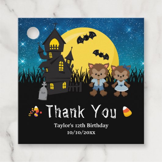 Halloween Party Werewolf Blue Geschenkanhänger (Vorderseite)