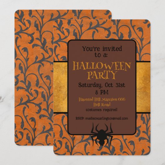 Halloween-Party Whimsical-Muster  Einladung (Vorne/Hinten)