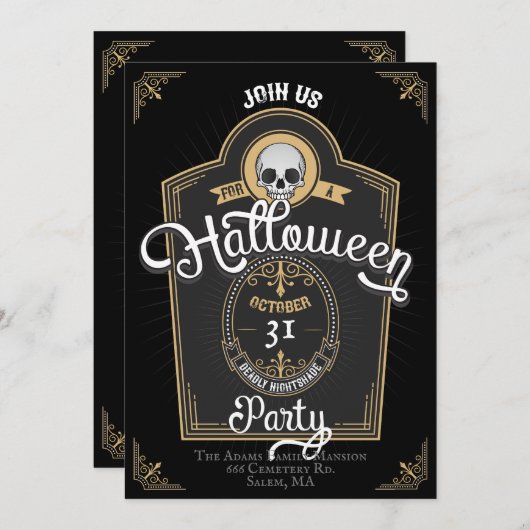 Halloween-Party Whiskey Einladung (Vorne/Hinten)