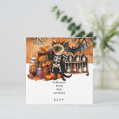 Halloween Party with Cats and Cakes Einladung (Stehend Vorderseite)