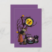 Halloween-Party Zeit in Lila Begleitkarte (Vorne/Hinten)
