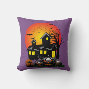 Halloween-Party Zeit in Lila Kissen
