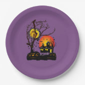 Halloween-Party Zeit in Lila Pappteller (Vorderseite)