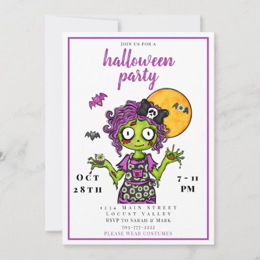 Halloween-Party Zombie Einladung (Vorderseite)