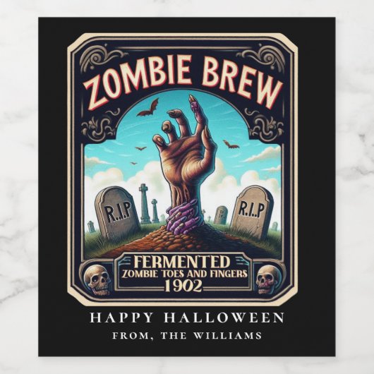 Halloween-Party Zombie Hand Weinberg Weinetikett (Einzelnes Label)