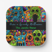 Halloween-Party | Zombie und Monster Personalisier Pappteller (Vorderseite)
