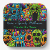 Halloween-Party | Zombie und Monster Personalisier Pappteller (Vorderseite)
