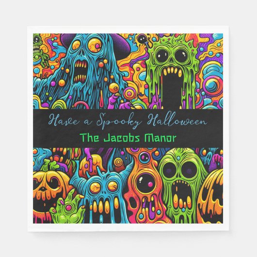 Halloween-Party | Zombie und Monster Personalisier Serviette (Vorderseite)