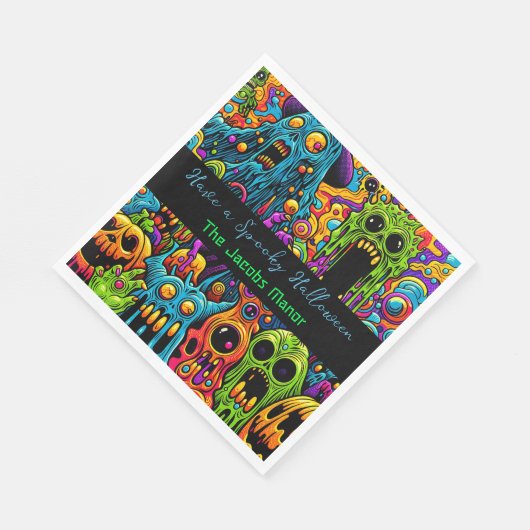 Halloween-Party | Zombie und Monster Personalisier Serviette (Ecke)