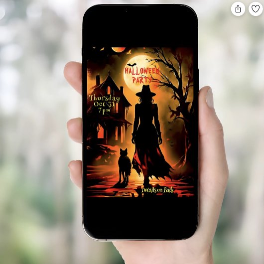 Halloween-Party zur Jagd auf Hexen und Katzen-Silh Einladung