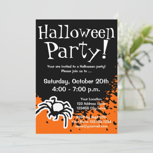 Halloween-Partyeinladungen | Gewohnheit lädt ein Einladung (Stehend Vorderseite)