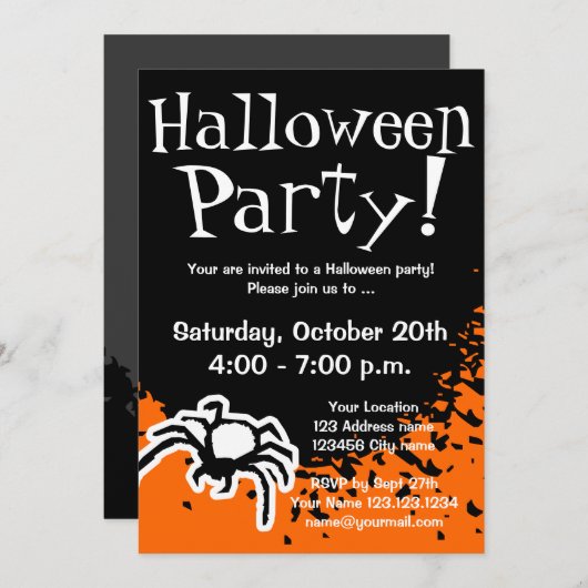 Halloween-Partyeinladungen | Gewohnheit lädt ein Einladung (Vorne/Hinten)