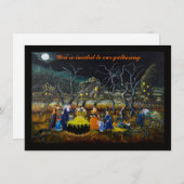 Halloween-Partyeinladungen, Hexen mit großem Einladung (Vorne/Hinten)