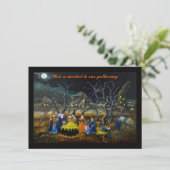 Halloween-Partyeinladungen, Hexen mit großem Einladung (Stehend Vorderseite)