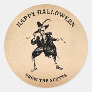 Halloween-Partygeschenk Skelett Gothic Vintage Runder Aufkleber