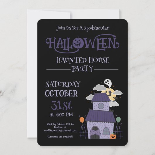 Halloween Pastel Goth Spuk House Party Einladung (Vorderseite)