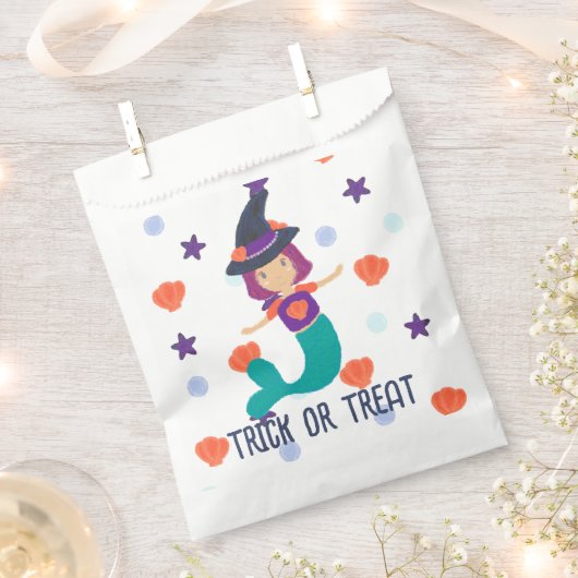 Halloween Pastel Mermaid Hexe in Hexenhut Geschenktütchen (Ausgeschnitten)